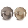 Picture of FRIGG Daisy Natural Rubber Baby Pacifier | Made in Denmark | BPA-Free (Croissant/Portobello, 6-18 Months) 2-Pack