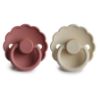 Picture of FRIGG Daisy Natural Rubber Baby Pacifier | Made in Denmark | BPA-Free (Powder Blush/Cream, 0-6 Months) 2-Pack