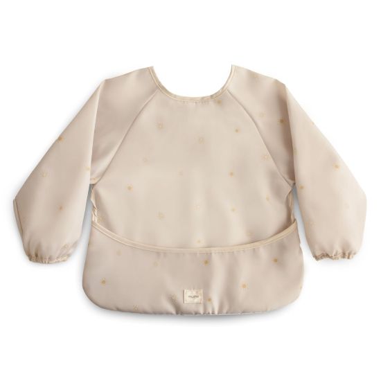 Picture of mushie Long Sleeve Baby Bib | Mess Free & Waterproof Fabric for Toddlers | Adjustable Fit for Ages 6-24 Months (Sun)