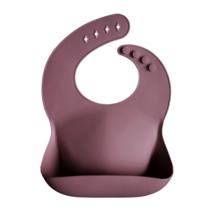 Picture of mushie Silicone Baby Bib | Adjustable Fit Waterproof Bibs (Dusty Rose)