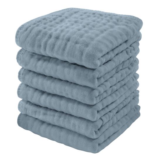 Picture of Comfy Cubs Muslin Baby Washcloths 6 Pack - Soft 6-Layer Cotton Wash Cloths for Sensitive Skin - 10"x10" Large, Gentle, Absorbent Infant Essentials for Newborn and Toddlers - (Pacific Blue)