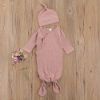 Picture of Newborn Infant Baby Girl Boy Gowns Sleeping Bag Pajamas Coming Home Outfits Swaddle Blanket Cotton Nightgown Sleepwear (M-Ribbed Sleeping Bag Pink, 0-6 Months)