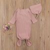Picture of Newborn Infant Baby Girl Boy Gowns Sleeping Bag Pajamas Coming Home Outfits Swaddle Blanket Cotton Nightgown Sleepwear (M-Ribbed Sleeping Bag Pink, 0-6 Months)