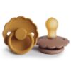 Picture of FRIGG Daisy Natural Rubber Baby Pacifier | Made in Denmark | BPA-Free (Rose Gold/Honey Gold, 0-6 Months) 2-Pack