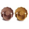 Picture of FRIGG Daisy Natural Rubber Baby Pacifier | Made in Denmark | BPA-Free (Rose Gold/Honey Gold, 0-6 Months) 2-Pack