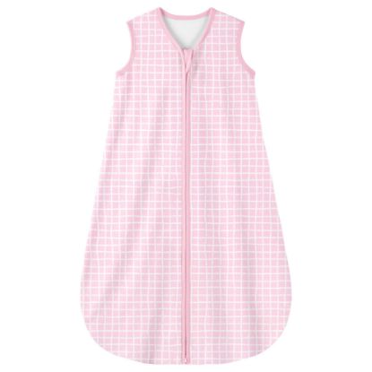 Picture of Yoofoss Baby Sleep Sack 0-6 Months 0.5 TOG Baby Wearable Blanket, 100% Cotton Infant Toddler Sleeping Sack 2-Way Zipper Lightweight Sleep Sack, Pink Grid