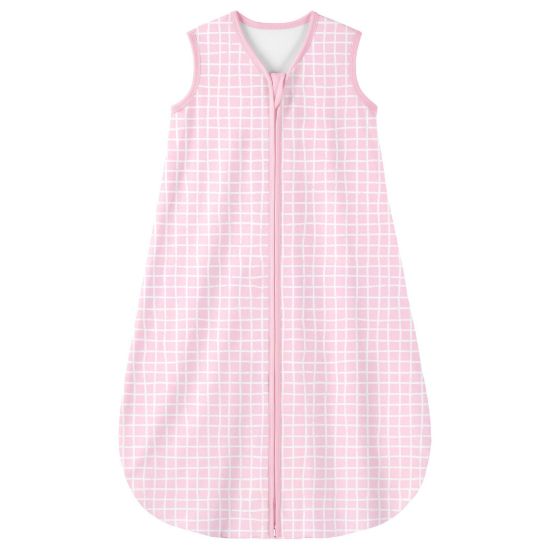 Picture of Yoofoss Baby Sleep Sack 0-6 Months 0.5 TOG Baby Wearable Blanket, 100% Cotton Infant Toddler Sleeping Sack 2-Way Zipper Lightweight Sleep Sack, Pink Grid
