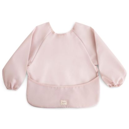 Picture of mushie Long Sleeve Baby Bib | Mess Free & Waterproof Fabric for Toddlers | Adjustable Fit for Ages 6-24 Months (Blush)