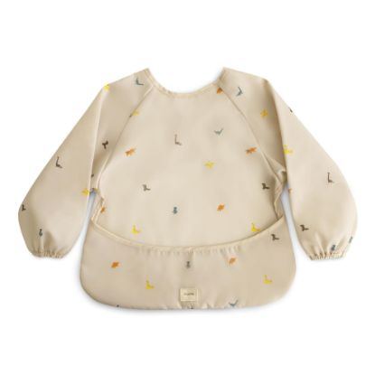 Picture of mushie Long Sleeve Baby Bib | Mess Free & Waterproof Fabric for Toddlers | Adjustable Fit for Ages 6-24 Months (Dinos)