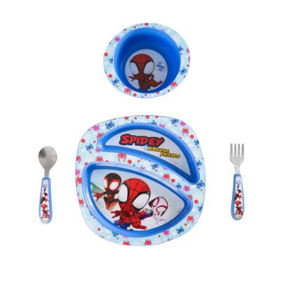 Picture of The First Years Spidey and His Amazing Friends Toddler Dinnerware Set - Toddler Plates and Toddler Utensils - Dishwasher Safe Toddler Feeding Supplies and Kids Utensils - 4 Count