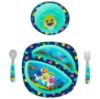 Picture of The First Years Baby Shark Dinnerware Set - Toddler Plates and Bowls Set - Includes 1 Toddler Plate, Toddler Bowl, and Toddler Fork and Spoon - 4 Count, Blue, (Y11693AZ1)