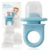 Picture of Frida Baby Push Pop Feeder, Baby Fruit Food Feeder to Safely Introduce New Foods, Fresh + Frozen, Silicone, BPA Free, Dishwasher Safe | 3 Count, Blue