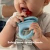 Picture of Frida Baby Push Pop Feeder, Baby Fruit Food Feeder to Safely Introduce New Foods, Fresh + Frozen, Silicone, BPA Free, Dishwasher Safe | 3 Count, Blue