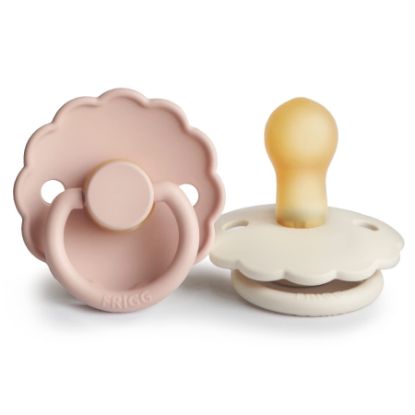 Picture of FRIGG Daisy Natural Rubber Baby Pacifier | Made in Denmark | BPA-Free (Blush/Cream, 0-6 Months) 2-Pack