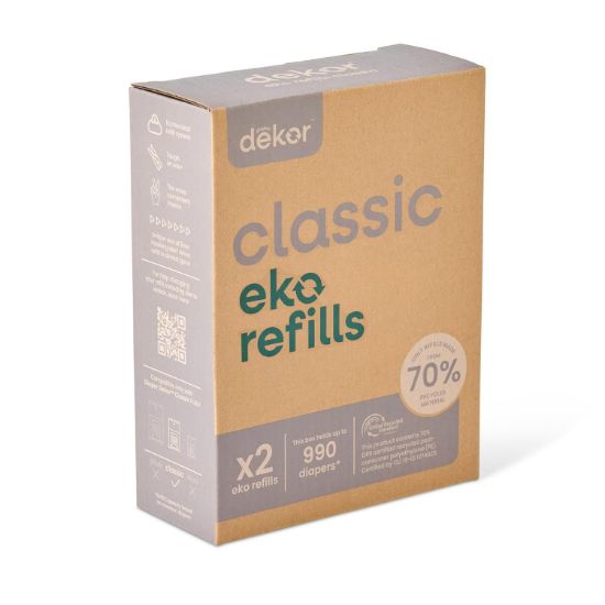 Picture of Diaper Dekor Pail Refills for Classic Original & Eko Diaper Pails, 2 Pack Unscented| Extra Thick Refills Made With 70% Recycled Materials