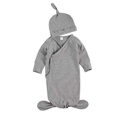 Picture of Newborn Infant Baby Girl Boy Gowns Sleeping Bag Pajamas Coming Home Outfits Swaddle Blanket Cotton Nightgown Sleepwear (L-Cotton Sleeping Bag Grey, 0-6 Months)