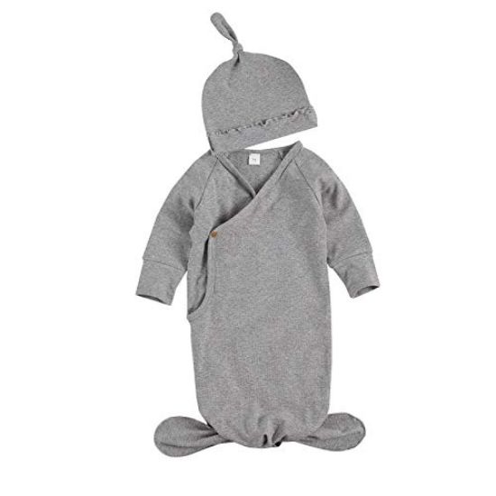 Picture of Newborn Infant Baby Girl Boy Gowns Sleeping Bag Pajamas Coming Home Outfits Swaddle Blanket Cotton Nightgown Sleepwear (L-Cotton Sleeping Bag Grey, 0-6 Months)