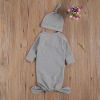 Picture of Newborn Infant Baby Girl Boy Gowns Sleeping Bag Pajamas Coming Home Outfits Swaddle Blanket Cotton Nightgown Sleepwear (L-Cotton Sleeping Bag Grey, 0-6 Months)