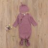 Picture of Newborn Infant Baby Girl Boy Gowns Sleeping Bag Pajamas Coming Home Outfits Swaddle Blanket Cotton Nightgown Sleepwear (M-Ribbed Sleeping Bag Purple, 0-6 Months)