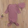 Picture of Newborn Infant Baby Girl Boy Gowns Sleeping Bag Pajamas Coming Home Outfits Swaddle Blanket Cotton Nightgown Sleepwear (M-Ribbed Sleeping Bag Purple, 0-6 Months)