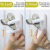 Picture of Door Lever Lock (2 Pack) - Prevents Toddlers from Opening Doors - Easy One-Hand Operation for Adults - Durable ABS with 3M Adhesive Backing - No Tools Needed for Install
