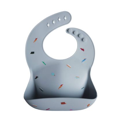Picture of mushie Silicone Baby Bib | Adjustable Fit Waterproof Bibs (Retro Cars)