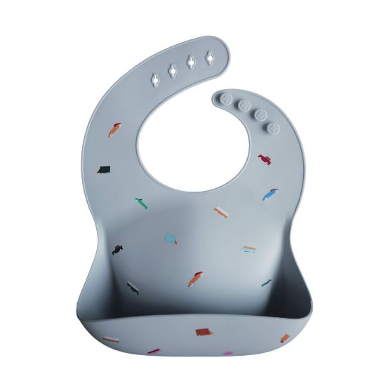 Picture of mushie Silicone Baby Bib | Adjustable Fit Waterproof Bibs (Retro Cars)