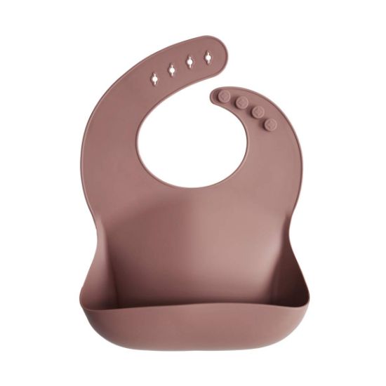 Picture of mushie Silicone Baby Bib | Adjustable Fit Waterproof Bibs (Woodchuck)