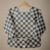 Picture of mushie Long Sleeve Baby Bib | Mess Free & Waterproof Fabric for Toddlers | Adjustable Fit for Ages 6-24 Months (Olive Check)