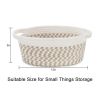 Picture of Abenkle Cute Small Woven Basket, 12"x 8" x 5", Rope Room Shelf Storage Basket, Cat Dog Toys Chest Box, Empty Decorative Gift Basket with Handles