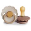 Picture of FRIGG Daisy Natural Rubber Baby Pacifier | Made in Denmark | BPA-Free (Chamomile/Peach Bronze, 6-18 Months) 2-Pack