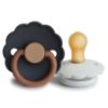 Picture of FRIGG Daisy Natural Rubber Baby Pacifier | Made in Denmark | BPA-Free (Aurora/Bright White, 0-6 Months) 2-Pack