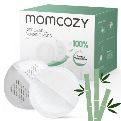 Picture of Momcozy Bamboo Fiber Disposable Nursing Pads, 100% Natural Materials and 100% Biodegradable Breast Pads, Breastfeeding Essentials for Moms, 80 Count