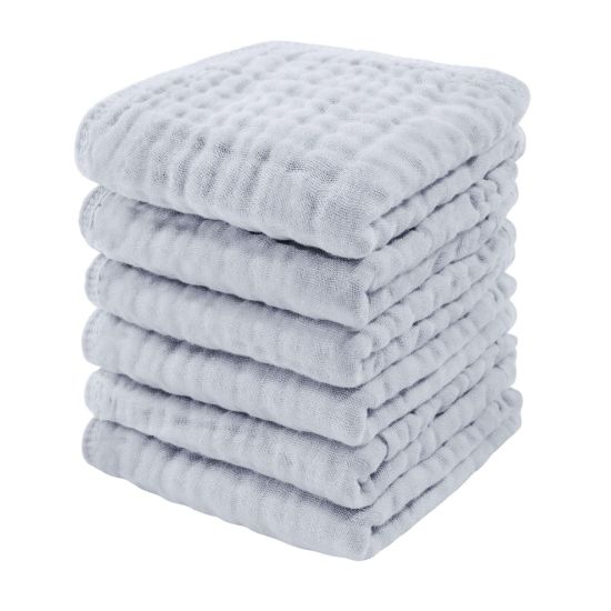 Picture of Comfy Cubs Muslin Baby Washcloths 6 Pack - Soft 6-Layer Cotton Wash Cloths for Sensitive Skin - 10"x10" Large, Gentle, Absorbent Infant Essentials for Newborn and Toddlers - (Slate)