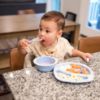 Picture of The First Years Bluey 4-Piece Place Setting - BPA Free Dishwasher Safe Toddler Dinnerware Set with Divided Plate, Bowl, Fork, Spoon - Multicolor