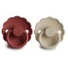 Picture of FRIGG Daisy Natural Rubber Baby Pacifier | Made in Denmark | BPA-Free (Baked Clay/Cream, 0-6 Months) 2-Pack