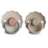 Picture of FRIGG Daisy Natural Rubber Baby Pacifier | Made in Denmark | BPA-Free (Cotton Candy/Sandstone, 0-6 Months) 2-Pack