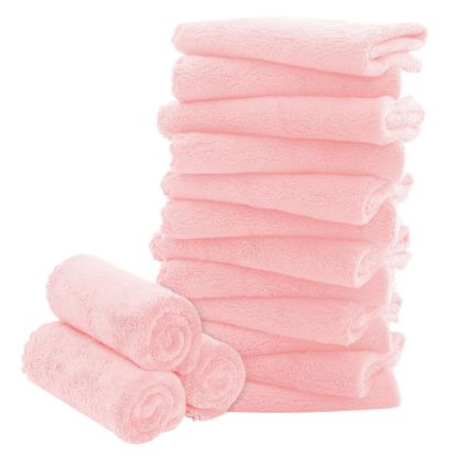 Picture of 16 Pack Baby Washcloths - Luxury Coral Fleece - Extra Absorbent and Soft Wash Clothes for Newborns, Infants and Toddlers - Suitable for Sensitive Skin and New Born - Baby Shower - Pink,10x10 Inch