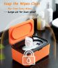 Picture of Wipes Dispenser, Wipe Holder for Baby & Adult, Seposeve Refillable Wipe Container, Keeps Wipes Fresh, One-Handed Operation. Non-Slip, Easy Open/Close Wipes Pouch Case, Orange