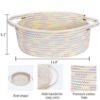 Picture of ABenkle Small Woven Basket, 12"x 8" x 5" Cute Small Basket, Rope Room Shelf Storage Basket, Cat Dog Toys Basket Chest Box, Empty Decorative Gift Basket with Handles - Colorful Thread