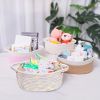 Picture of ABenkle Small Woven Basket, 12"x 8" x 5" Cute Small Basket, Rope Room Shelf Storage Basket, Cat Dog Toys Basket Chest Box, Empty Decorative Gift Basket with Handles - Colorful Thread