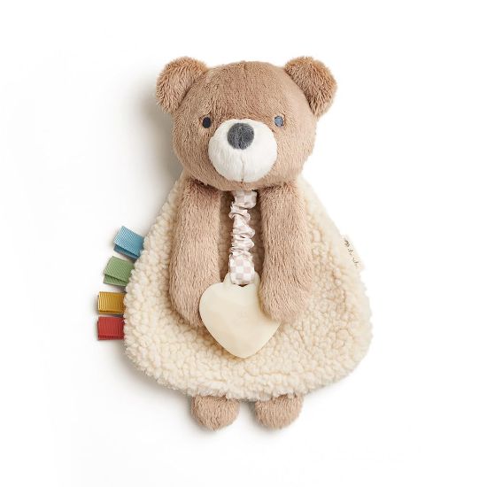Picture of Itzy Ritzy - Itzy Lovey Including Teether - Baby Lovey with Teether, Textured Ribbons & Dangle Arms - Features Crinkle Sound, Sherpa Fabric and Minky Plush (Bear)