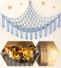 Picture of RelaxScene Stuffed Animal Hammock Corner Storage with LED Light - Bluey Room Decor for Girls - Teddy Bear Stuffy Hammock - Cute Blue Things for Bedroom - Wall Ceiling Hanging Decor