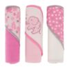 Picture of Cudlie Buttons & Stitches Baby Girl 3 Pack Rolled/Carded Hooded Towels in Blooming Elephant Print, GS71729