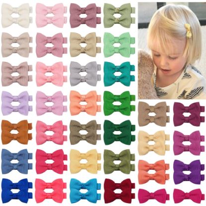 Picture of CLLOT Hair Clips, 70PCS Baby Girls Fully Lined Baby Bows Hair Pins Tiny 2' Hair Bows Alligator Clips for Infants Toddlers in Pairs