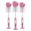 Picture of Dr. Brown's Reusable Sponge Baby Bottle Cleaning Brush Set with Suction Cup Stand, Scrubber and Nipple Cleaner, Pink, 3 Pack