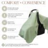 Picture of Comfy Cubs Baby Car Seat Cover - Soft, Breathable Bamboo Rayon and Muslin Cotton Blend - Lightweight Canopy for Sun, Bug, and Comfort Protection - Large Size Infant Seat Cover in Sage Design