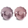Picture of FRIGG Daisy Natural Rubber Baby Pacifier | Made in Denmark | BPA-Free (Baby Pink/Soft Lilac, 0-6 Months) 2-Pack