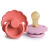 Picture of FRIGG Daisy Natural Rubber Baby Pacifier | Made in Denmark | BPA-Free (Poppy/Lupine, Size 1) 2-Pack