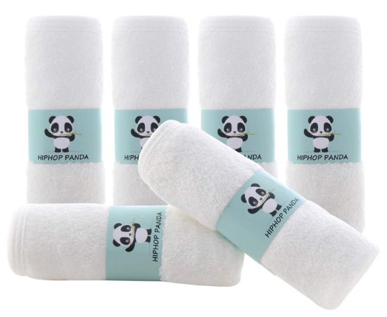 Picture of HIPHOP PANDA Baby Washcloths, Rayon Made from Bamboo - 2 Layer Ultra Soft Absorbent Newborn Bath Face Towel - Reusable Baby Wipes for Delicate Skin - White, 6 Pack